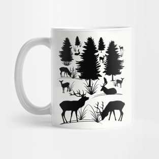 wild deer, roe deer, tree, antler, animals, forest Mug